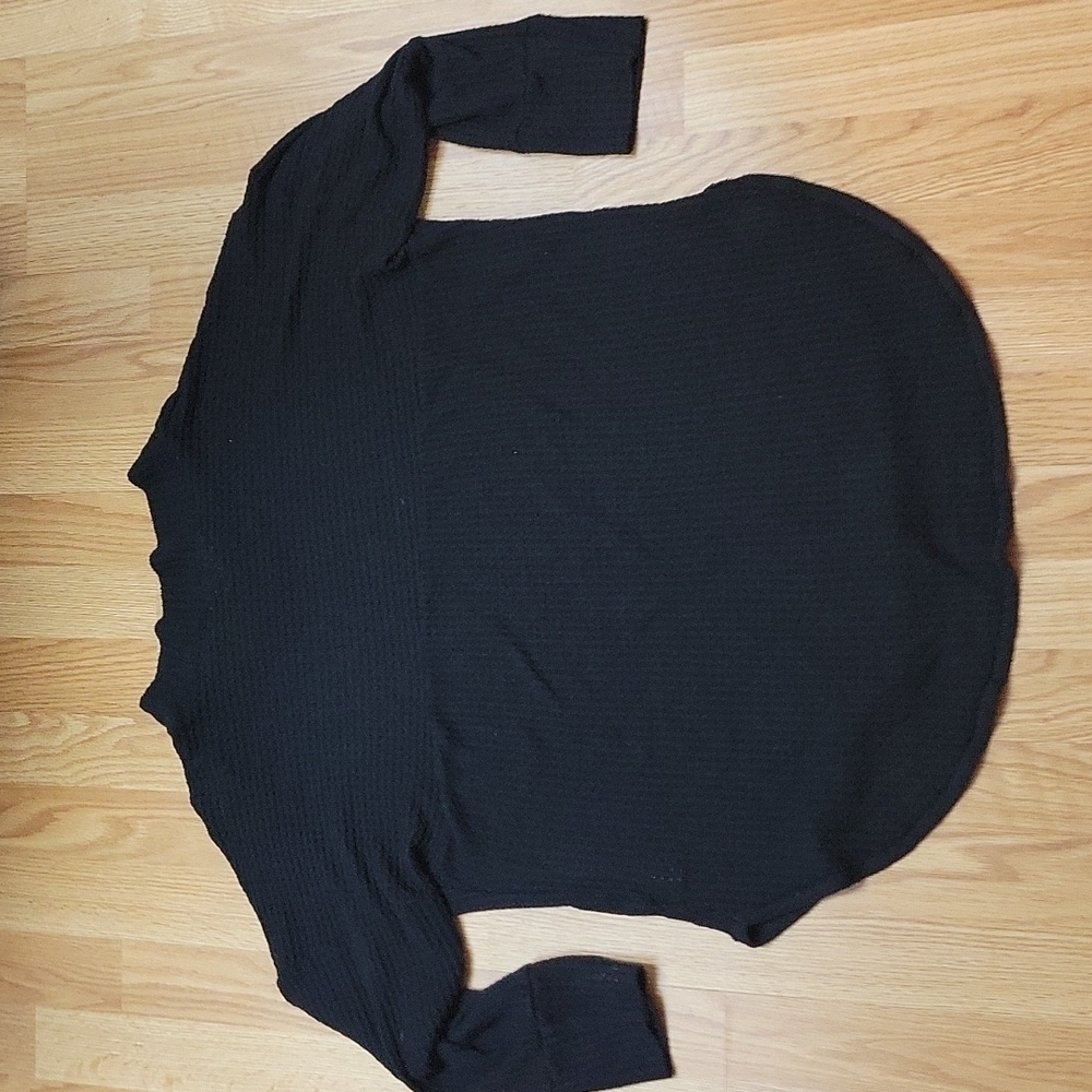 Caslon black waffle knit drop shoulder mock neck sweater - Picture 6 of 6